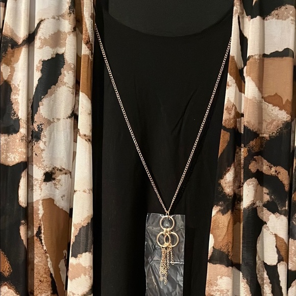 Michelle Abstract Print Cardigan - Black, Brown, Cream - Picture 4 of 7